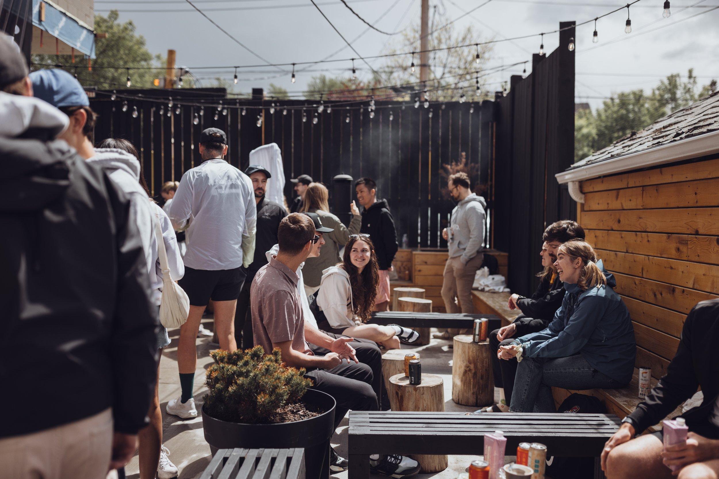 House backyard with people